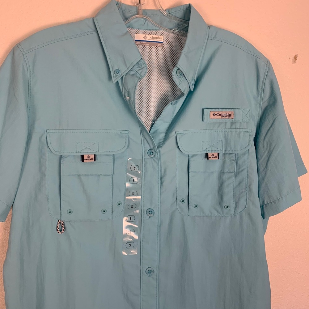 Columbia PFG Tamiami II Short Sleeve Fishing Shirt Blue Womens Small NWT - Picture 2 of 7